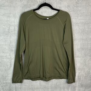 Athleta Shirt Womens 1X Green Momentum Top Long Sleeve Stretch Workout Gym Plus